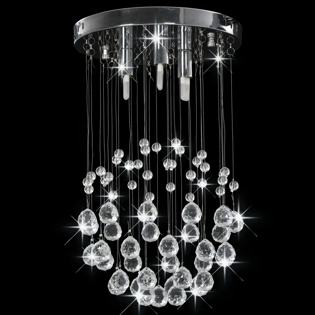 Lampadario Perle di Cristallo a Sfera Argento 3  Lampadine G9 cod mxl 76642