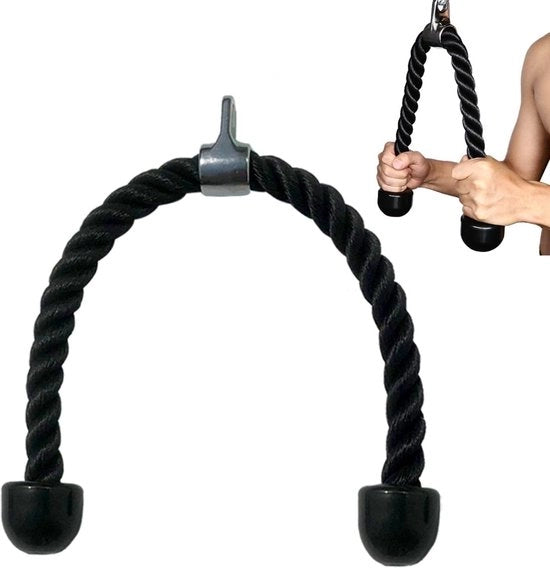Accessorio fitness per palestra - Tricepstouw in nylon - Manubri per allenamento di forza - Manubrio con presa antiscivolo - Nero - Accessorio per palestra - Adatto per...