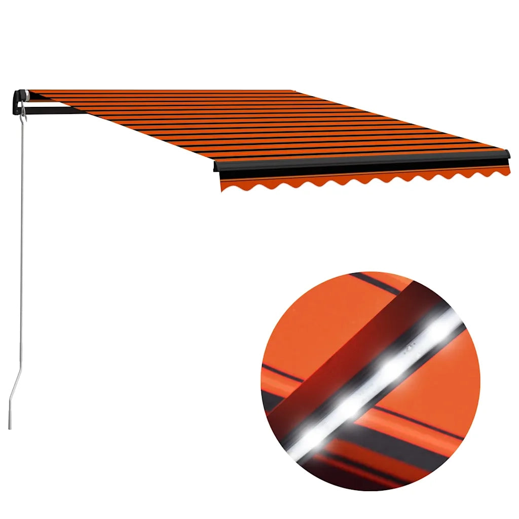 Tenda da Sole Manuale con LED 300x250 cm Arancione e Marrone cod mxl 51617