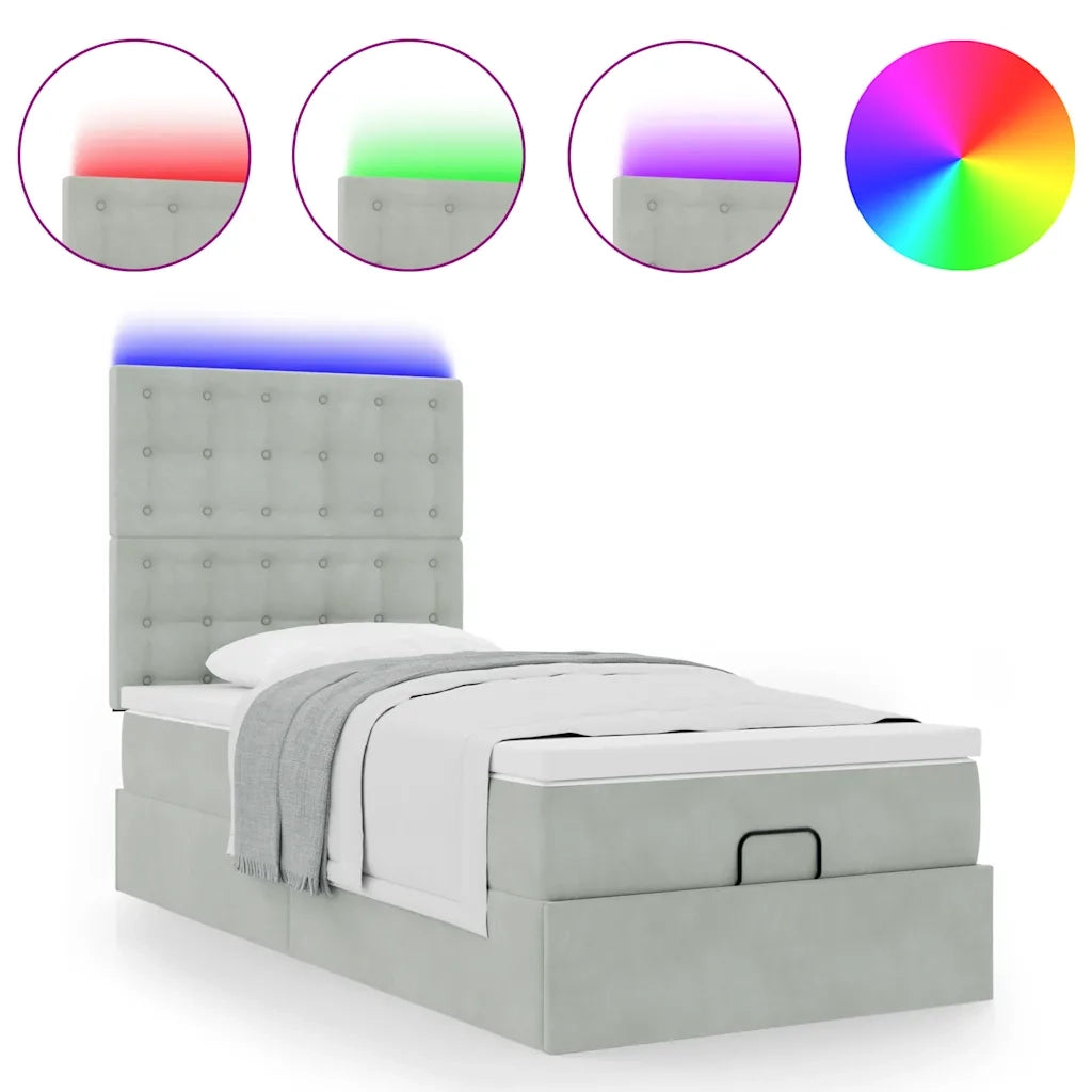 Struttura Letto Pouf con Materassi 80x200 cm in Velluto