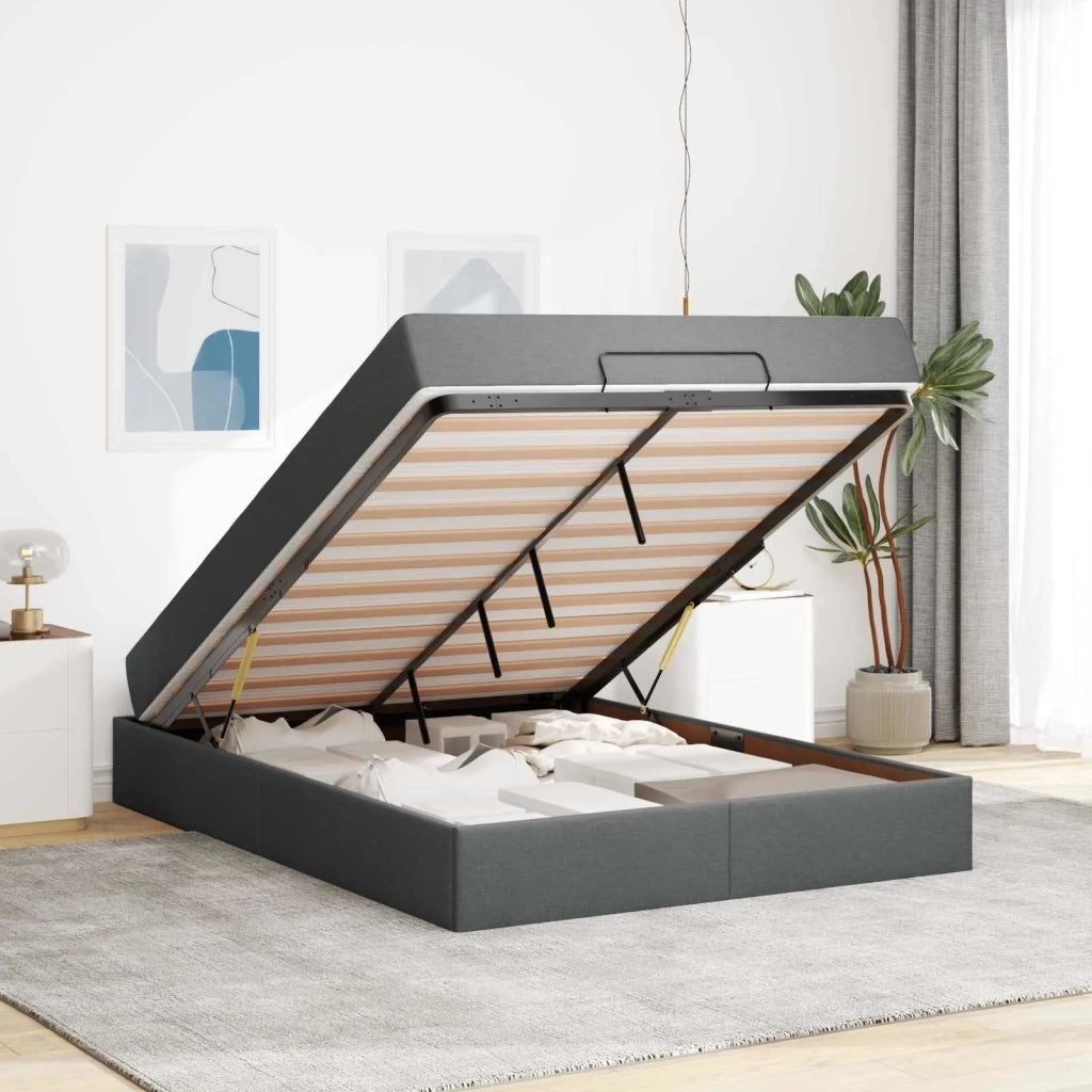 Struttura letto con materasso 2 pcs Grigio Sfumato Tessuto
