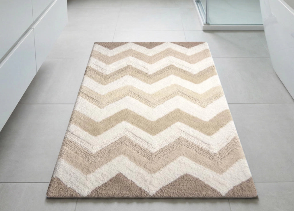 Tappeto Casa Bagno Cotone Spugna Morbida Antiscivolo Tono Su Tono Corner - 55x100 - Naturale