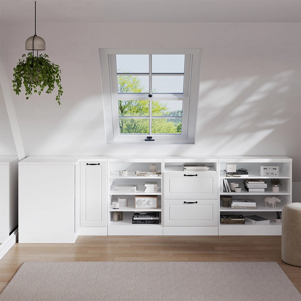 Mobile sottotetto Mobile angolare Rion Bianco rustico/Bianco 75.6 x 83.8 cm con 1 porta, carcassa dell’armadio profondità 60 cm Vicco