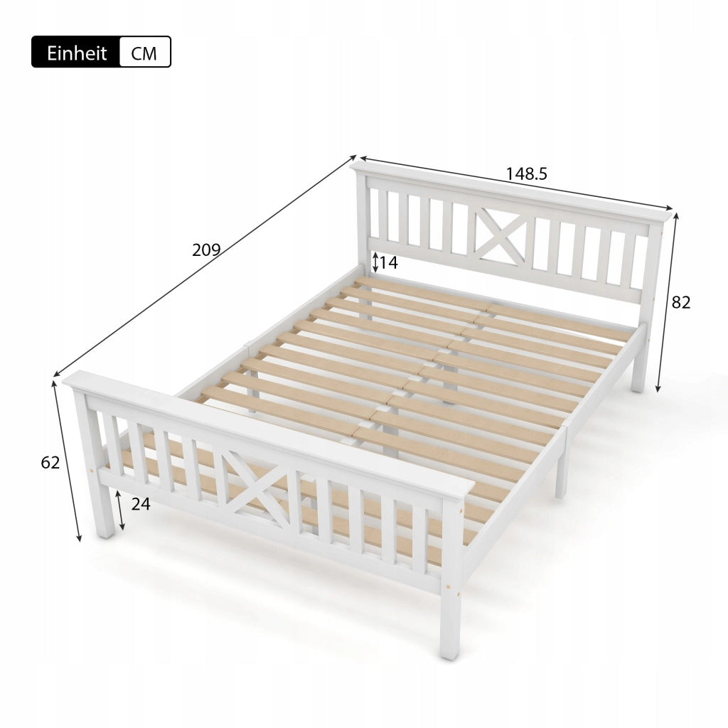 Letto singolo 140x200 - Xylo - Testiera in pino bianco senza materasso