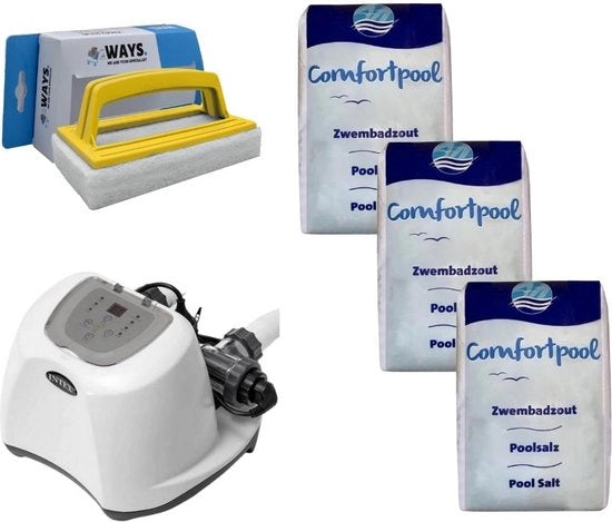 Sistema di salatura per piscina 26668GS & Sale per piscina 60 kg & Set di spazzole per pulizia WAYS