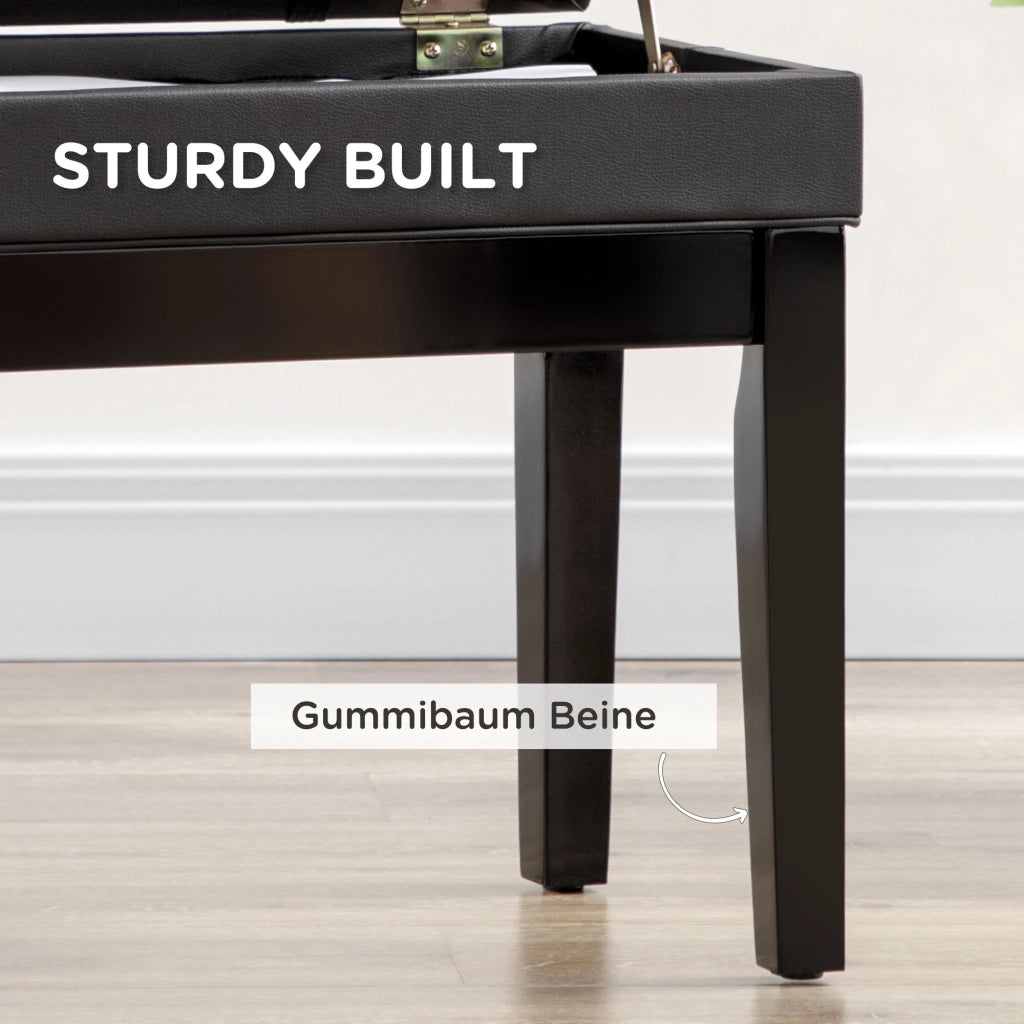 PANCHINA PER PIANOFORTE regolabile con vano contenitore 63x35x46-56 cm nero