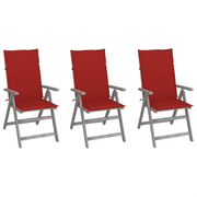 Sedie da Giardino Reclinabili 3 pz con Cuscini Massello Acacia cod mxl 6409