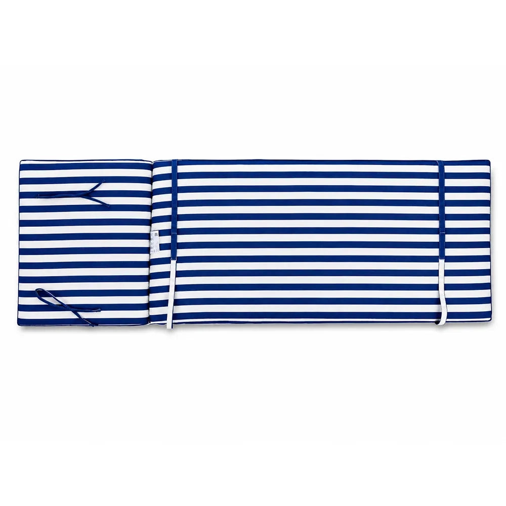 Cuscino per lettino da esterno 192x61 cm a righe con schienale reclinabile e velcro in poliestere – Blu/Bianco