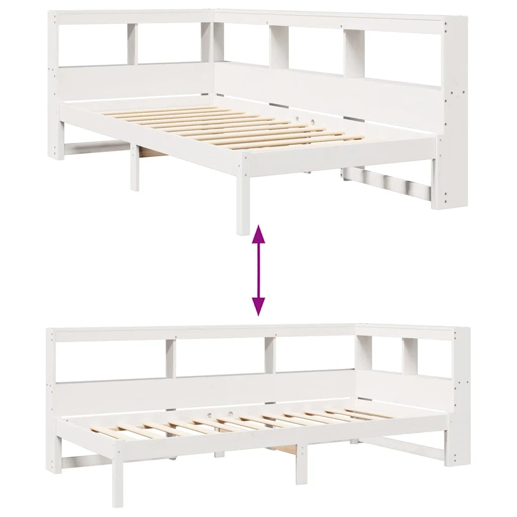 Letto con Libreria senza Materasso-Struttura Letto con contenitore 75x190 cm in Legno Pino 285196