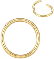Anello Click per Septum Chirurgico - Acciaio Ipersensibile - 18k Giallo - Gioielli per Body Piercing - Adatto per Narice e Orecchio - 1,6