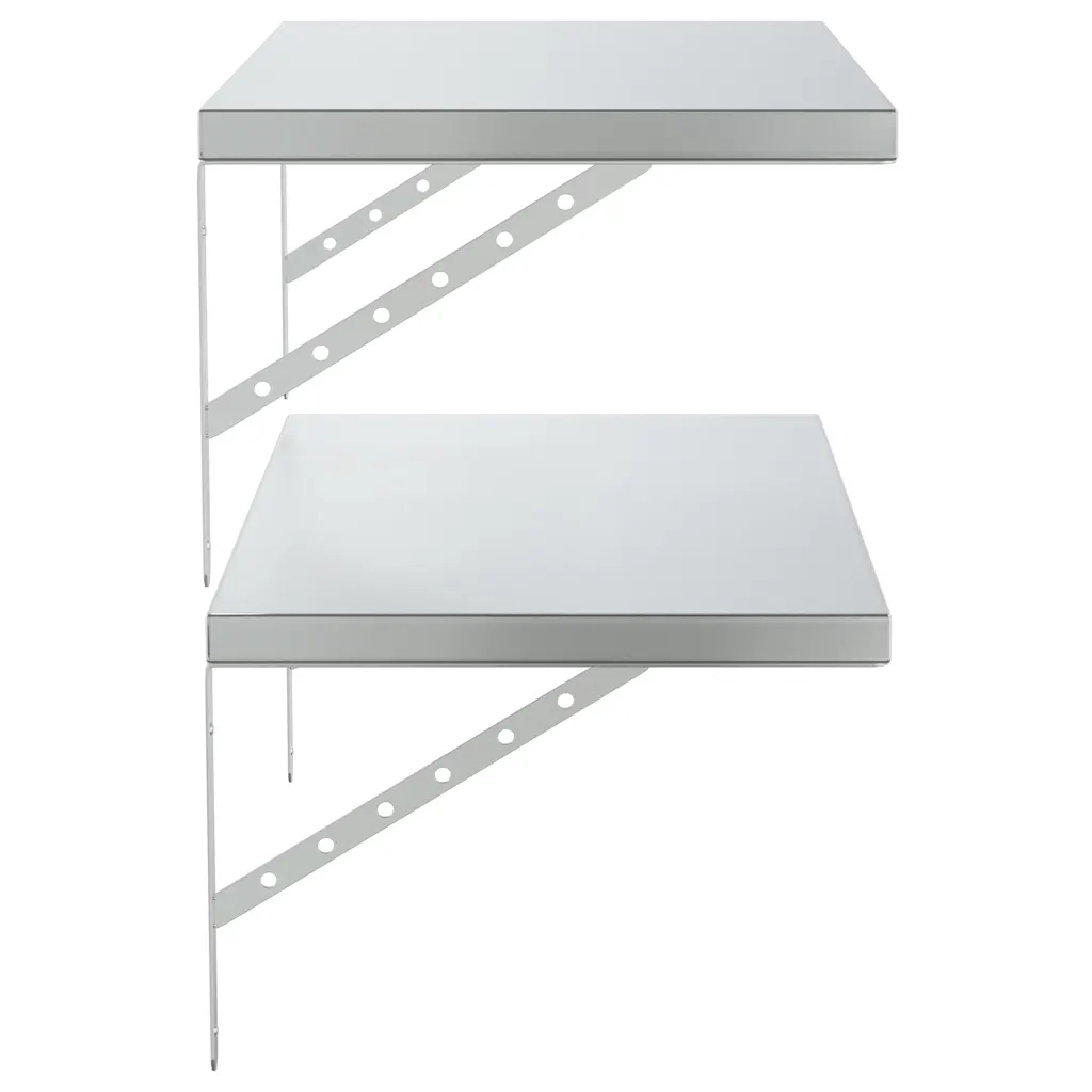 Mensole a Muro 2 pz 75x40 cm Argento in Acciaio Inossidabile 3214505