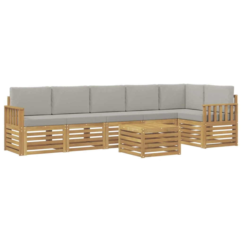 Set di divani da esterno 7 pcs Bianco e Grigio Chiaro
