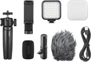 Kit di Vlogging Facile e Geniale - Dispositivi Mobili - Illuminazione LED - Batteria Integrata Lithio - 1800mAh - Intervallo di Temperatura 3200K/6500K - Kit di Videografia