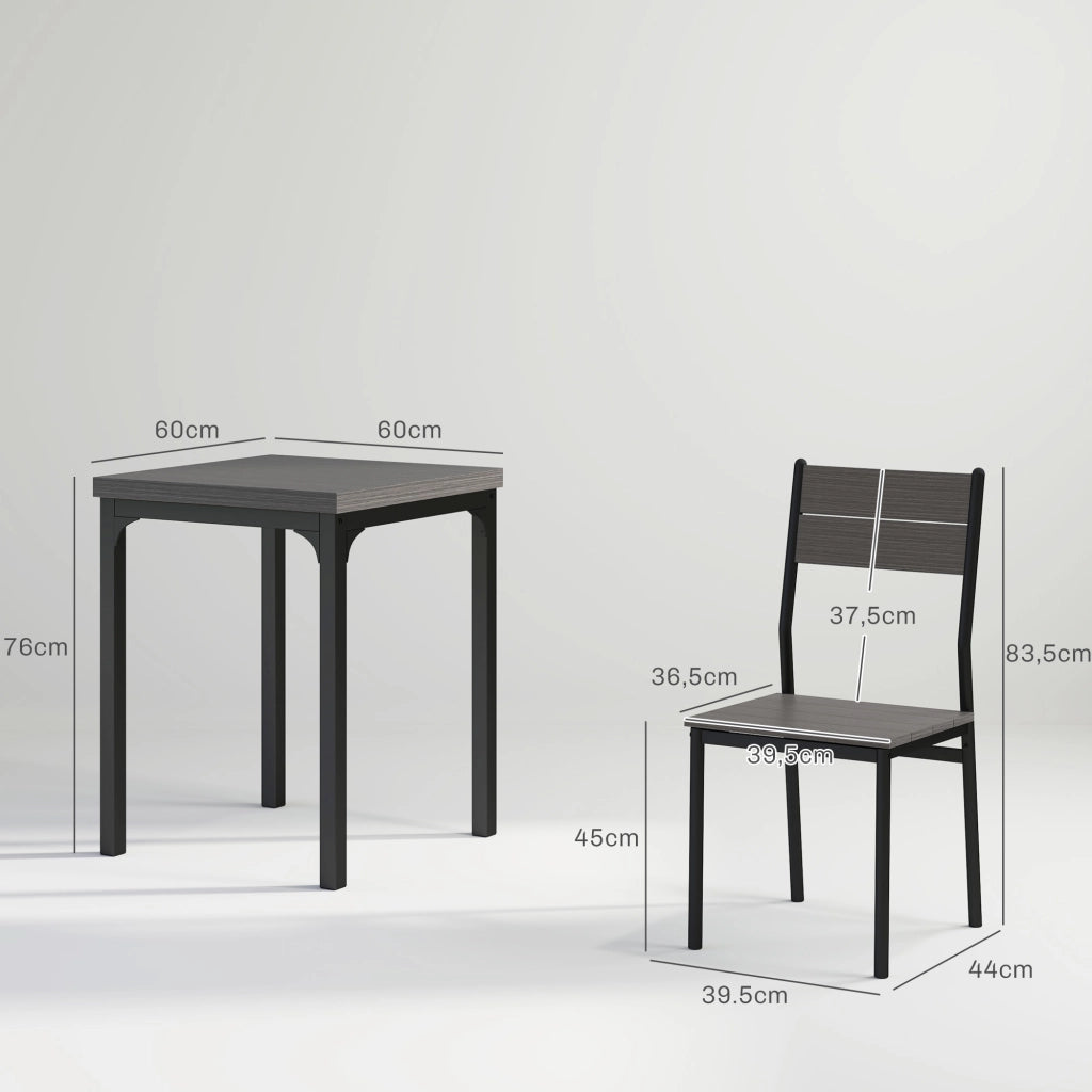 Set Tavolo da Pranzo con 2 Sedie ¨C Xylo ¨C MDF Metallo Grigio