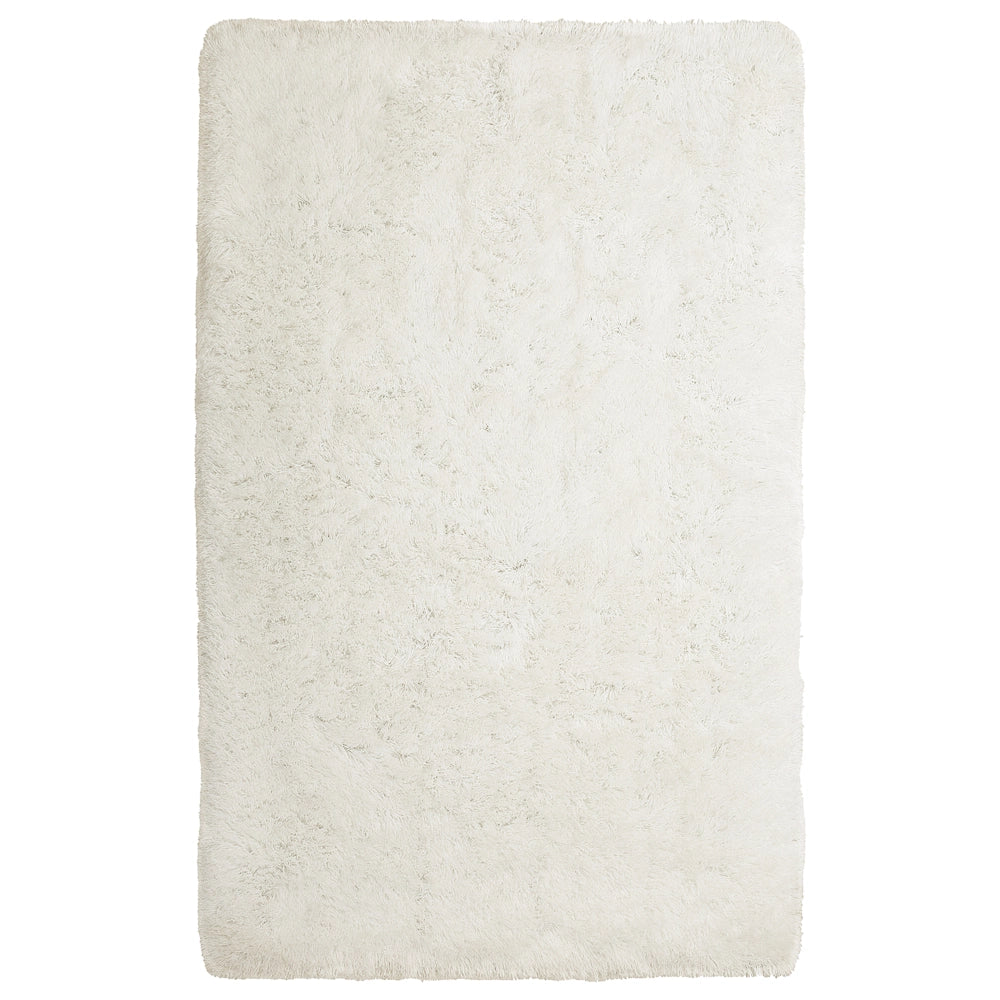 Tappeto Shaggy Tappeto a pelo lungo Solido Poliestere Bianco Rettangolare 140 x 200 cm