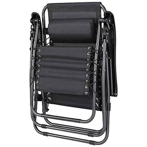 Sedia Poltrona Giardino Gravità Zero Pieghevole Acciaio Oxford con Vassoio Laterale Nero