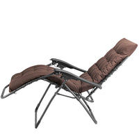 Poltrona da Giardino Pieghevole con Cuscino Imbottito e Struttura in Acciaio Marrone