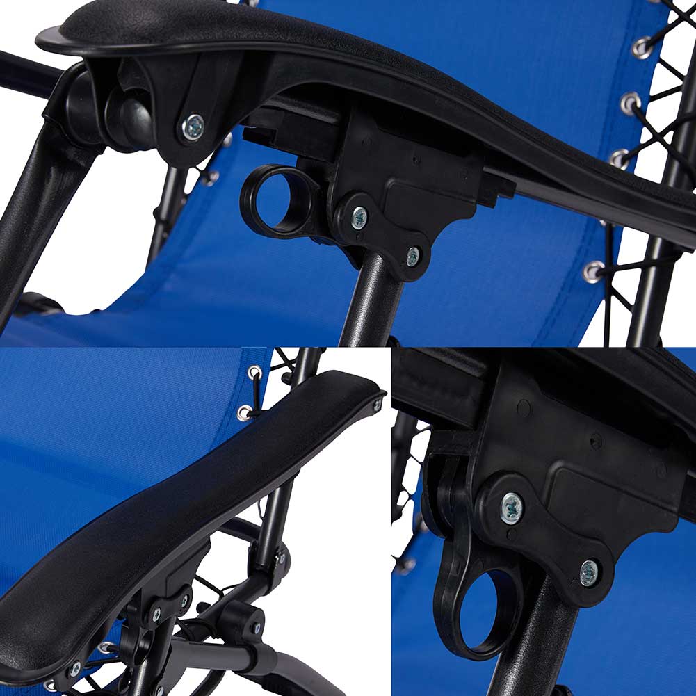 Sedia Sdraio Cordonata Gravità Zero Reclinabile Pieghevole Poggiatesta Nero Blu