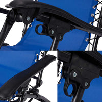 Sedia Sdraio Cordonata Gravità Zero Reclinabile Pieghevole Poggiatesta Nero Blu