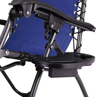 Sedia Poltrona Giardino Gravità Zero Pieghevole Acciaio Oxford con Vassoio Laterale Blu