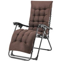 Poltrona da Giardino Pieghevole con Cuscino Imbottito e Struttura in Acciaio Marrone