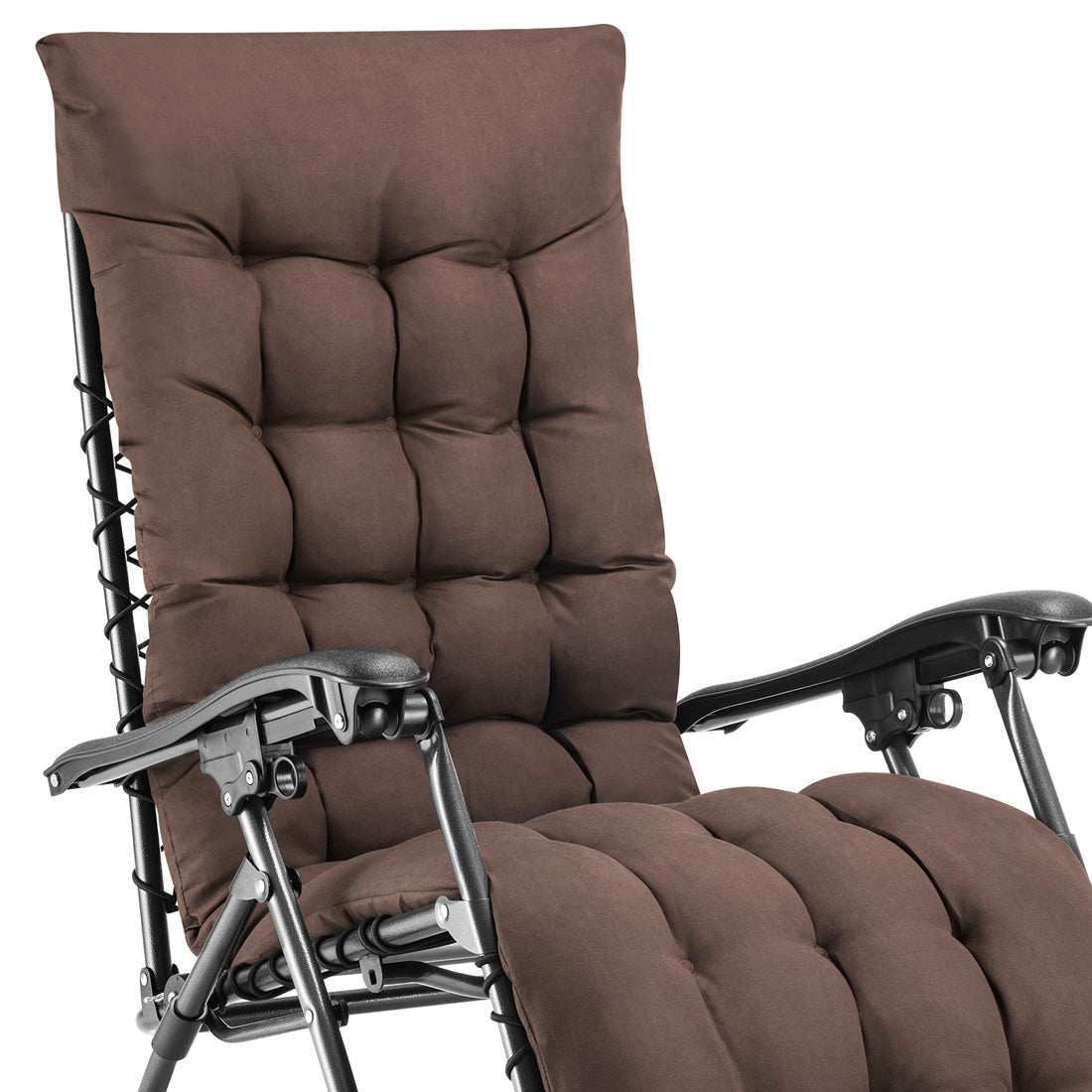 Poltrona da Giardino Pieghevole con Cuscino Imbottito e Struttura in Acciaio Marrone