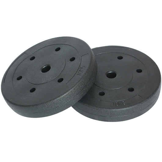 Set 2 Dischi Pesi Bilanciere Manubrio 20kg Plastificati Cemento 10kg x 2 Nero