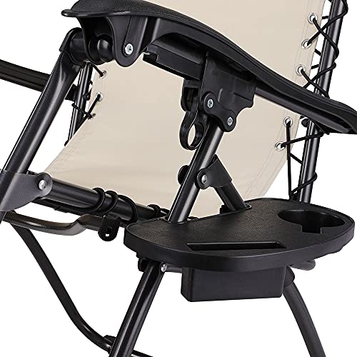 Sedia Poltrona Giardino Gravità Zero Pieghevole Acciaio Oxford con Vassoio Laterale Beige