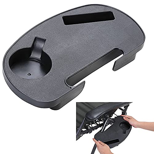 Sedia Poltrona Giardino Gravità Zero Pieghevole Acciaio Oxford con Vassoio Laterale Beige