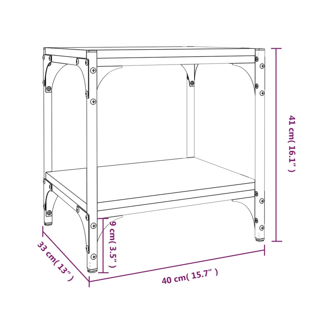 Mobile Porta TV Nero 40x33x41 cm in Legno Multistrato e Acciaio 819302