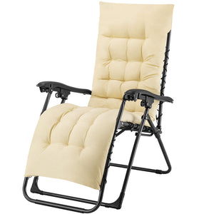 Poltrona da Giardino Pieghevole con Cuscino Imbottito e Struttura in Acciaio Beige