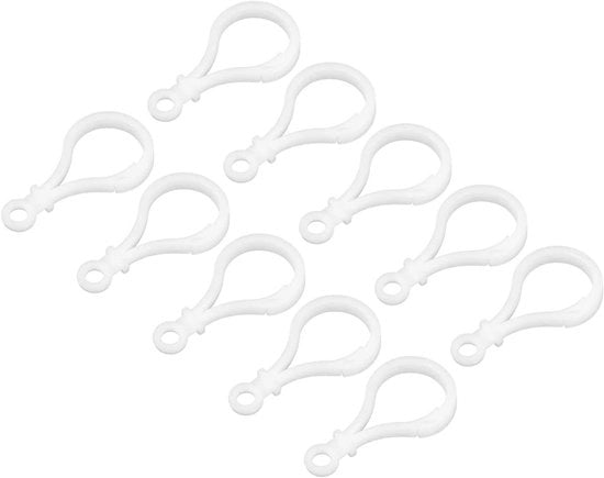 Chiusure a forma di granchio in plastica con grappini colorati per lanyard e anelli di chiave - bianco - 24 pezzi - artigianato