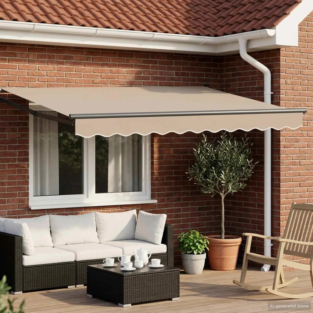 Tenda da Sole | Tenda retrattile manuale con LED Beige e Antracite 3,5 x 2 m