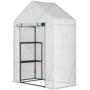 Serra da Esterno Piccola con Scaffali e Porta a Cerniera ¨C Zephmum ¨C Bianco 143x73x195 cm