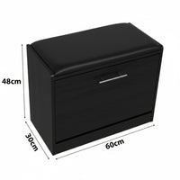 Marvin Scarpiera Panca da Ingresso Portascarpe Salvaspazio in Legno Seduta con Cuscino Anta a Ribalt Nero / Cuscino Nero