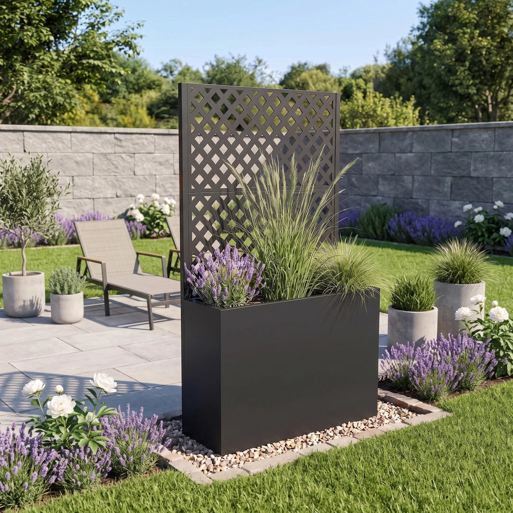 Fioriera Alta con Spalliera Malja in Acciaio 146 x 83 x 31 cm - Nero casa.pro