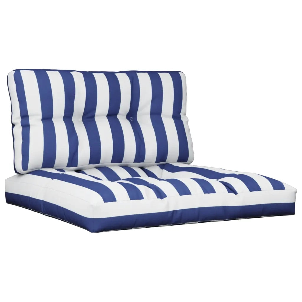 Cuscini per Pallet 2 pz Strisce Blu e Bianche in Tessuto 360704