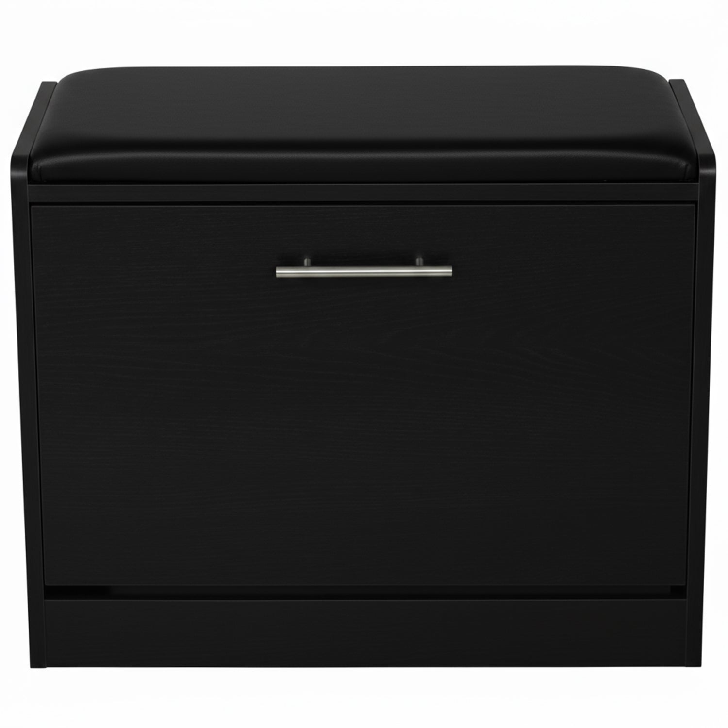 Marvin Scarpiera Panca da Ingresso Portascarpe Salvaspazio in Legno Seduta con Cuscino Anta a Ribalt Nero / Cuscino Nero