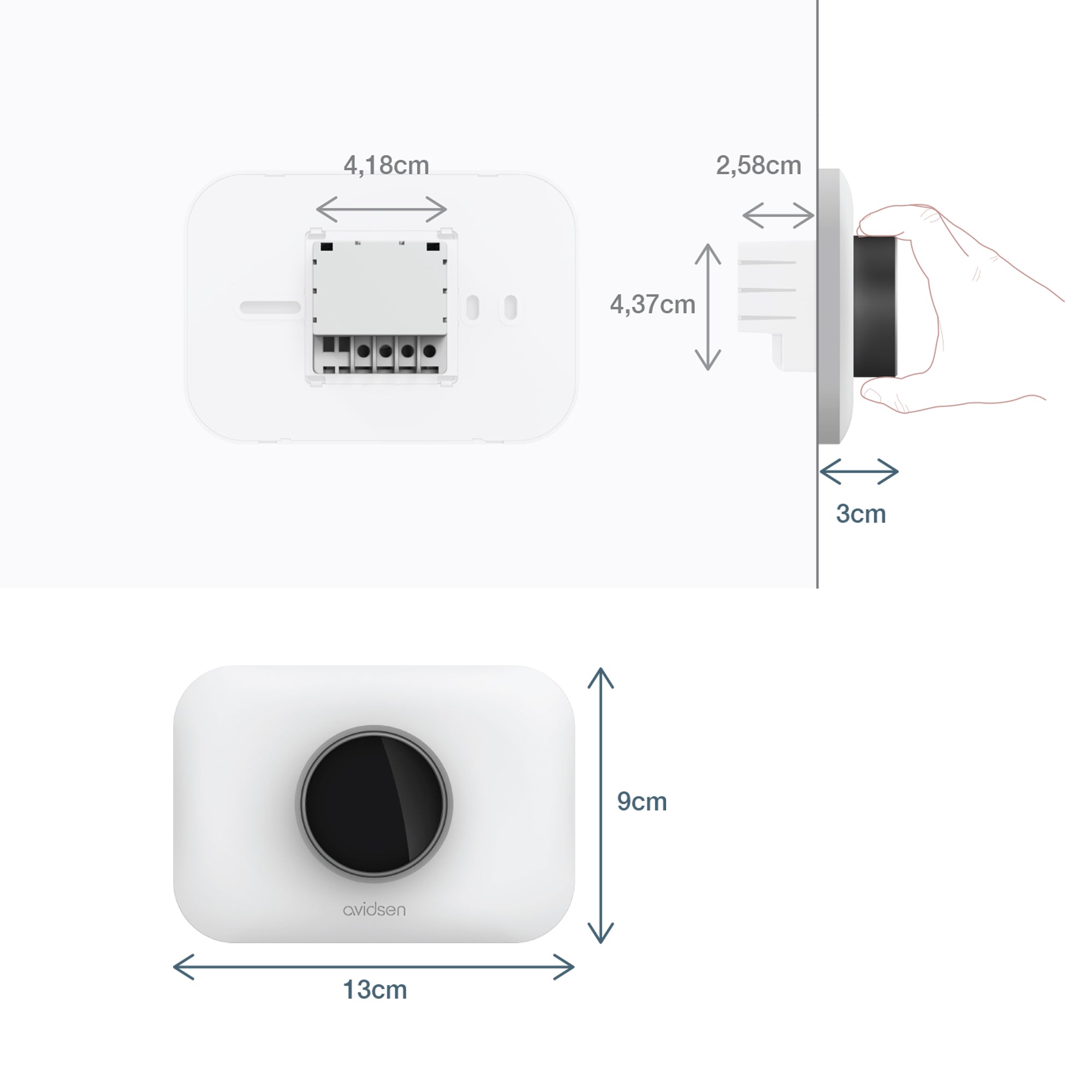 Avidsen Termostato da incasso Smart Wi-fi HomeFlow Knob, controllo da App, compatibile Assistenti Vocali