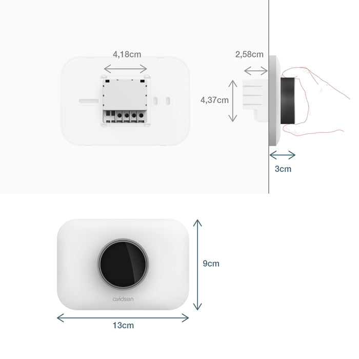 Avidsen Termostato da incasso Smart Wi-fi HomeFlow Knob, controllo da App, compatibile Assistenti Vocali