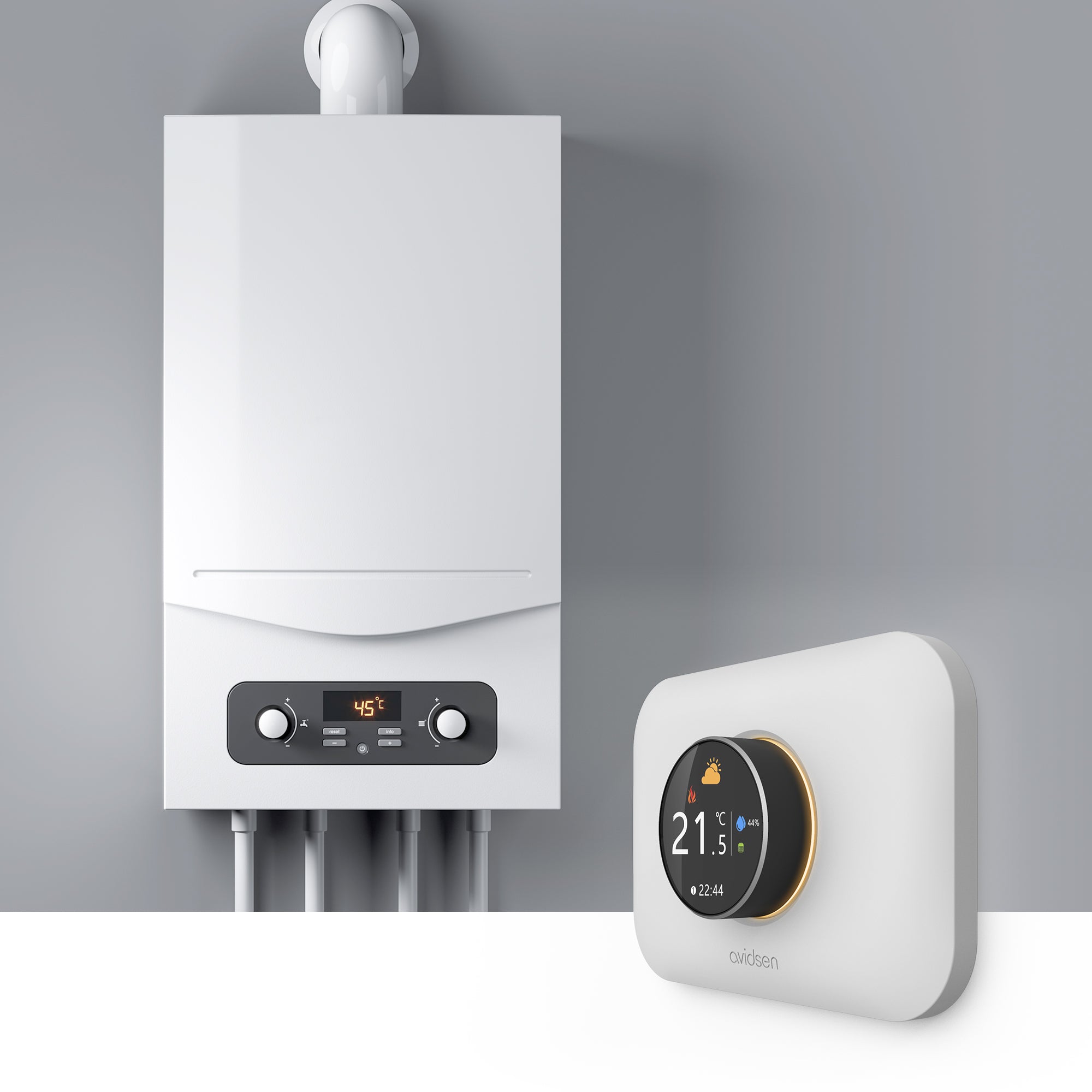 Avidsen Termostato da incasso Smart Wi-fi HomeFlow Knob, controllo da App, compatibile Assistenti Vocali