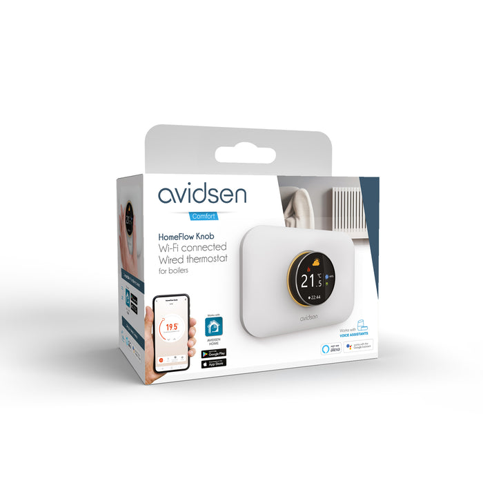 Avidsen Termostato da incasso Smart Wi-fi HomeFlow Knob, controllo da App, compatibile Assistenti Vocali