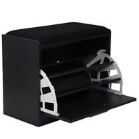 Marvin Scarpiera Panca da Ingresso Portascarpe Salvaspazio in Legno Seduta con Cuscino Anta a Ribalt Nero / Cuscino Nero