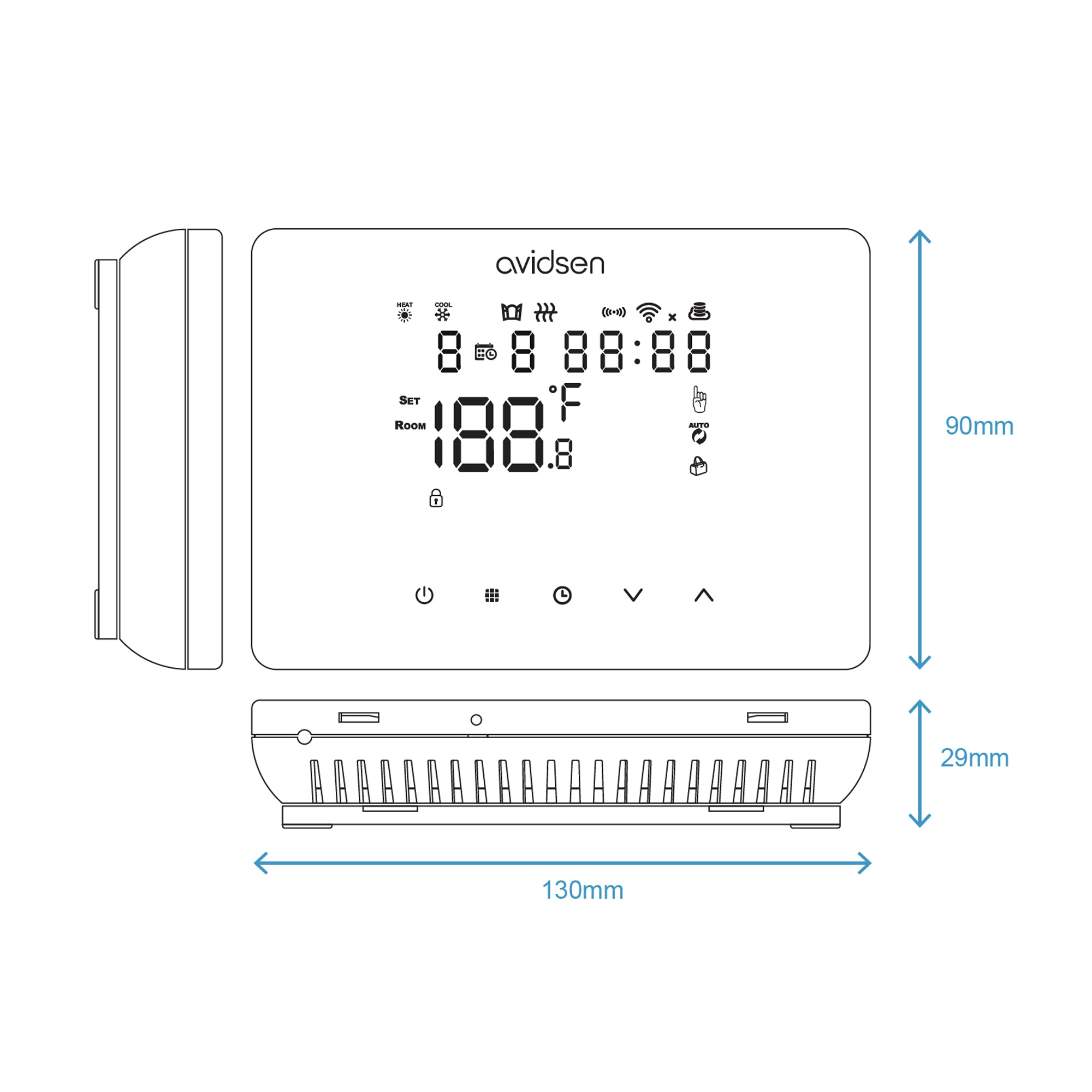 Termostato Wi-Fi Smart HomeTemp Programmabile bianco - Controlli Touch - Avidsen 127073