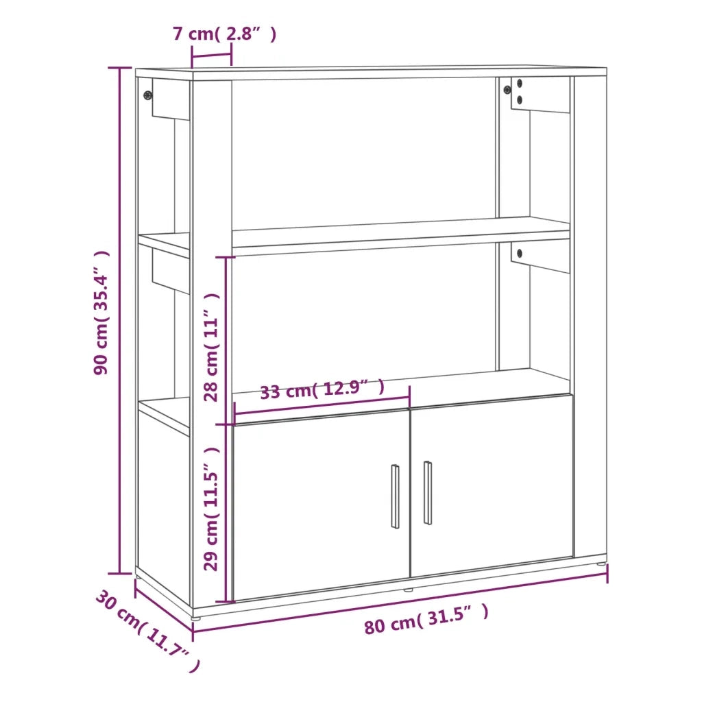 Credenza | Madia | Buffet da pranzo | Armadio da pranzo Grigio Cemento 80x30x90 cm in Legno Multistrato