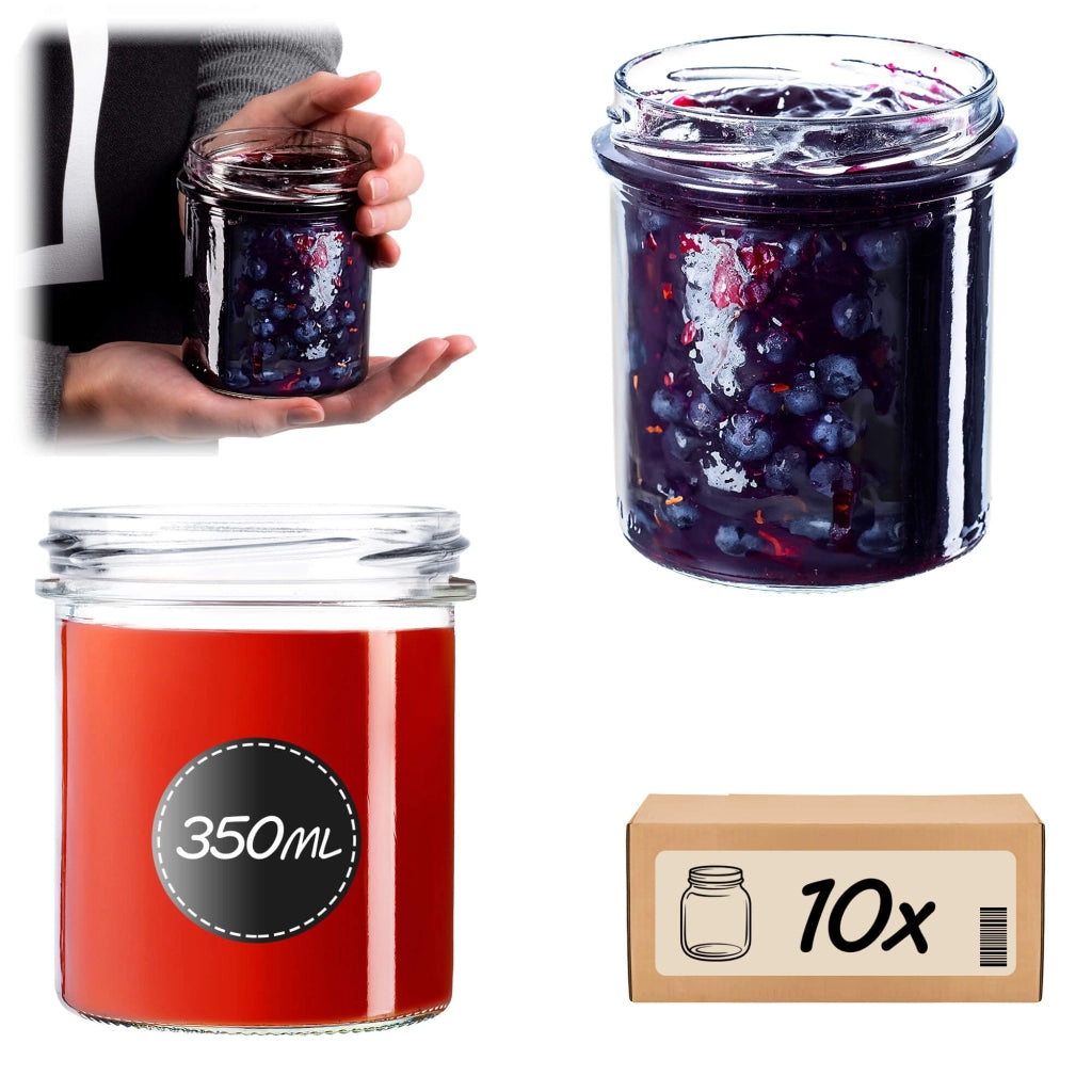 KADAX 10 barattoli da 350 ml per conserve, miele, marmellata, vetro Fi 82