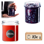 KADAX 10 barattoli da 350 ml per conserve, miele, marmellata, vetro Fi 82