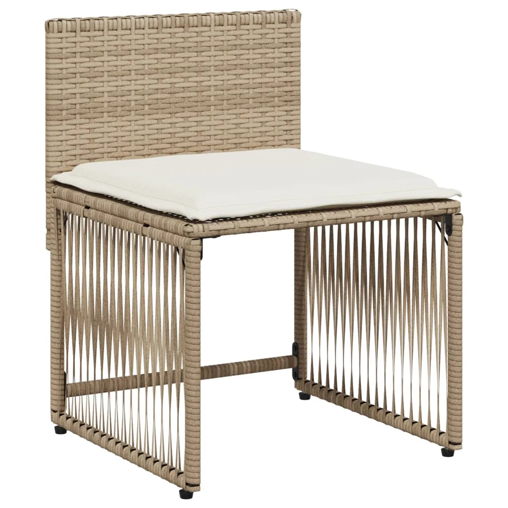 Set da Pranzo da Giardino 7 pz | Set Salotto da Giardino con Cuscini Beige in Polyrattan