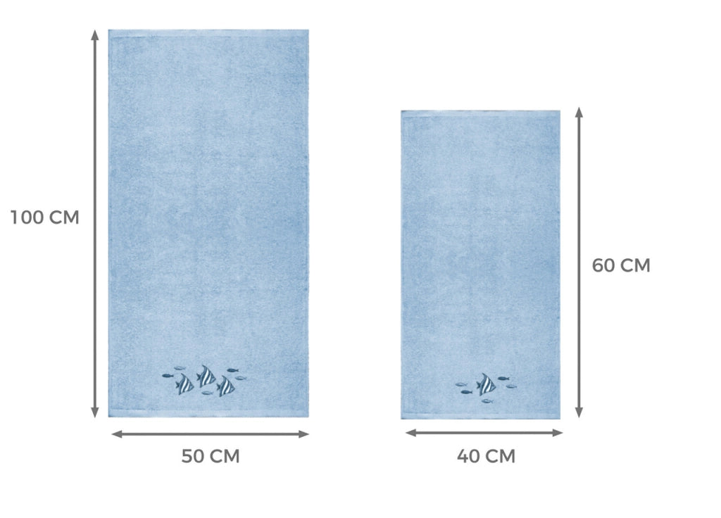 Set Asciugamano Copiola Salvietta Bagno In Spugna 100% Cotone Polinesia - Copiola - Azzurro
