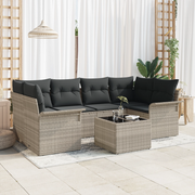 Set Divano Da Giardino 7 Pezzi Con Cuscini Grigio Chiaro Rattan